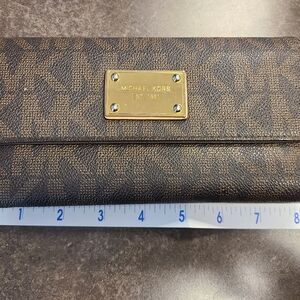 Michael Kors Dark Brown Wallet with Gold Accents